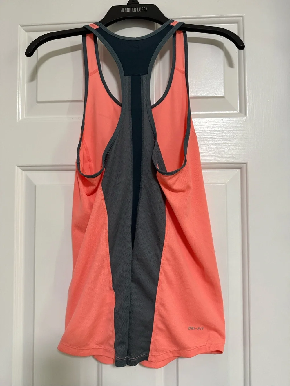 Nike Coral Performance Racerback Tank with Gray Trim